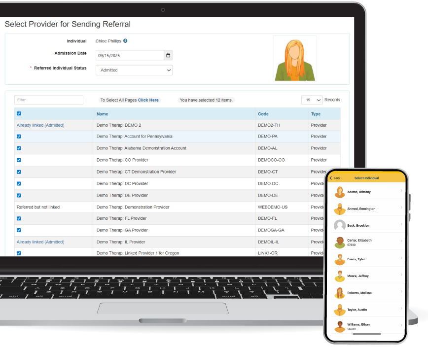 Therap App showing Therap's Software Solutions for Case Management & Care Coordination Screen