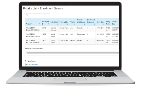 Therap App showing Therap's Waiting & Priority List Solutions Screen