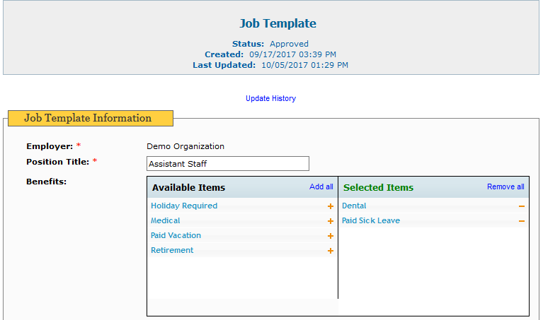 employment history template