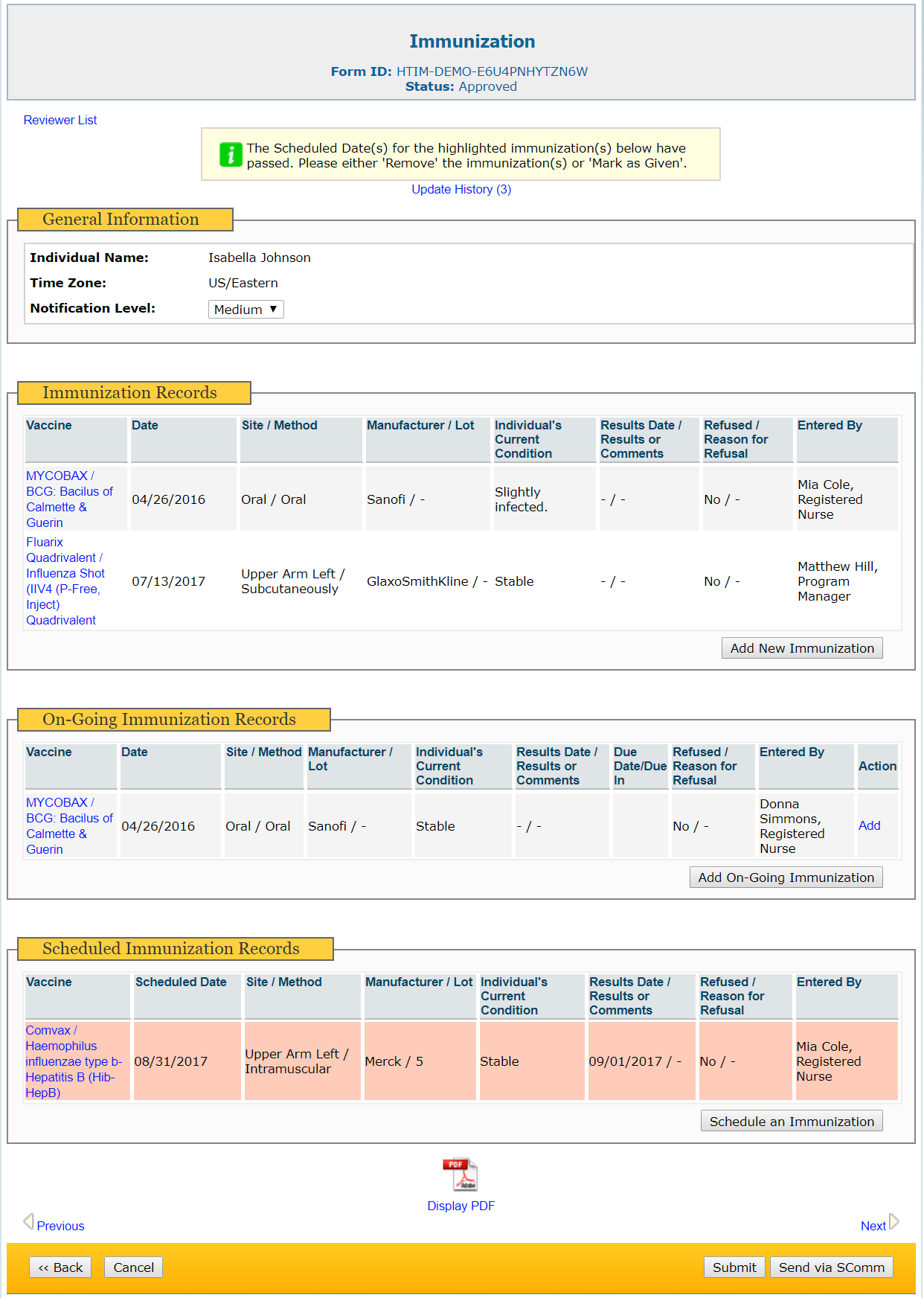 immunization records immunization records