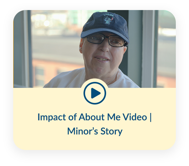 A Thumbnail showing Minor's face, clicking it will play the video on Impact of Therap Secure About Me Video
