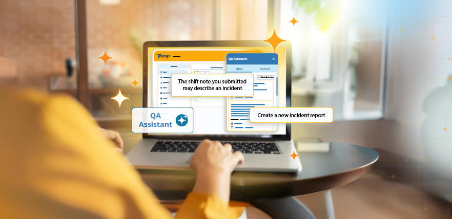 Therap AI features shown in a laptop screen