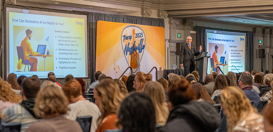 Justin at his plenary presentation at the Therap national conference