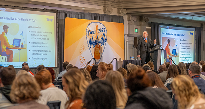 Justin at his plenary presentation at the Therap national conference