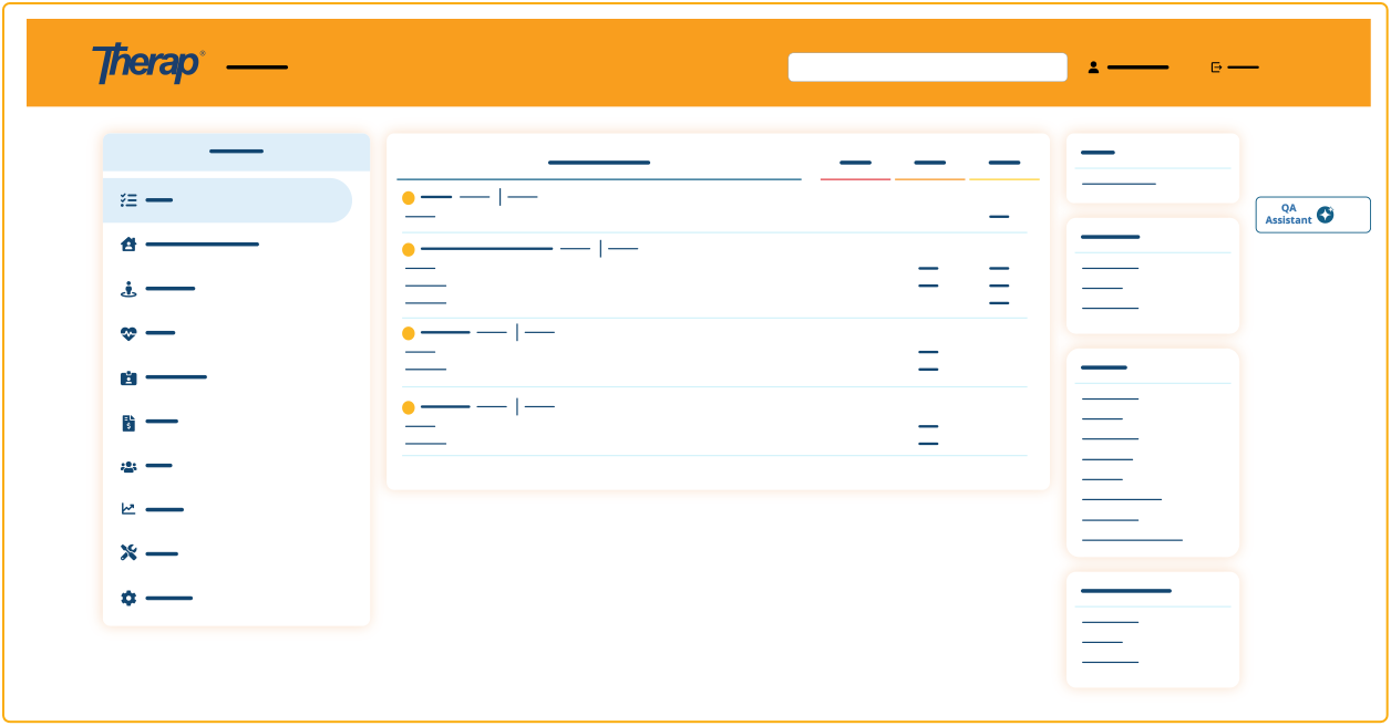 The Therap application home page screen