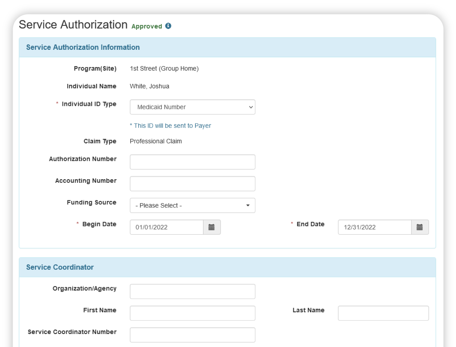 Therap App showing Therap's Individual Budgeting & Billing Suite Screen