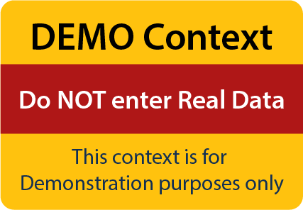 Do NOT enter real data as this context is for demo purposes only