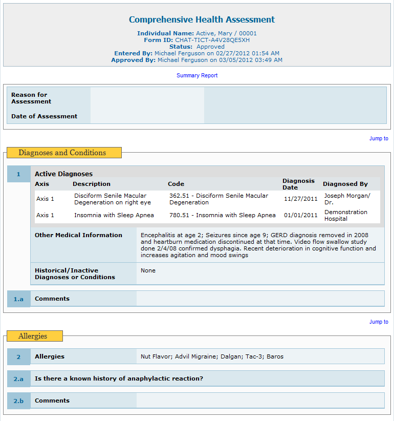 Records Electronic Health Assessment