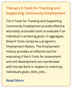 press release on Therap's E-Tools for Tracking and Supporting Community Employment