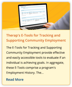 press release on Therap's E-Tools for Tracking and Supporting Community Employment