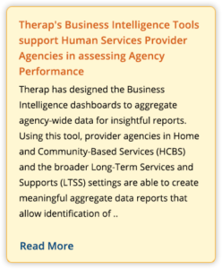 Press Release on "Therap's Business Intelligence Tools support Human Services Provider Agencies in assessing Agency Performance