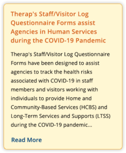 Therap's Staff/Visitor Log Questionnaire Forms assist Agencies in Human Services during the COVID-19 Pandemic