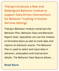 Therap introduces a New and Redesigned Behavior module to support Data-Driven Interventions for Behavior Tracking in Human Services Settings