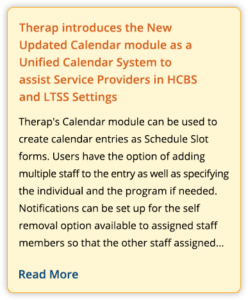 Therap introduces the New Updated Calendar module as a Unified Calendar System to assist Service Providers in HCBS and LTSS Settings