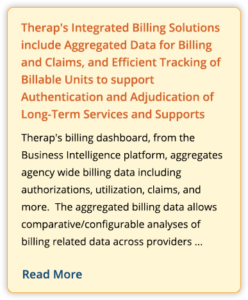 Therap's Integrated Billing Solutions include Aggregated Data for Billing and Claims