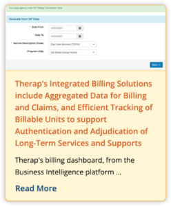 Therap's Integrated Billing Solutions include Aggregated Data for Billing and Claims