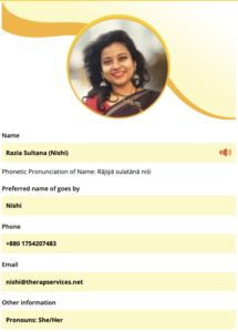 example of profile page