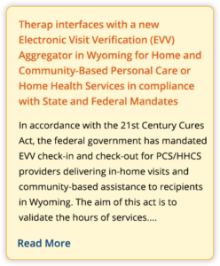 Therap interfaces with a new Electronic Visit Verification (EVV) Aggregator in Wyoming