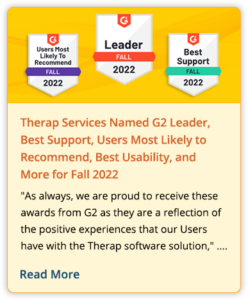 Therap Services Named G2 Leader, Best Support, Users Most Likely to Recommend, Best Usability, and More for Fall 2022