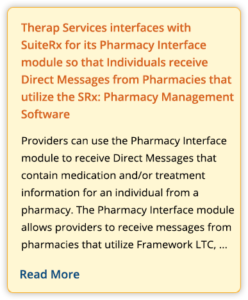 Therap Services interfaces with SuiteRx for its Pharmacy Interface module