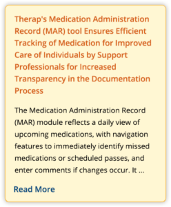 Therap's Medication Administration Record (MAR) tool Ensures Efficient Tracking of Medication for Improved Care of Individuals by Support Professionals for Increased Transparency in the Documentation Process
