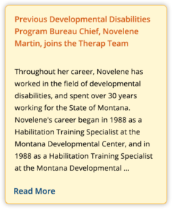 Previous Developmental Disabilities Program Bureau Chief, Novelene Martin, joins the Therap Team