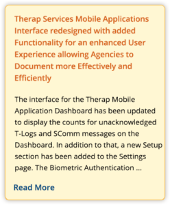 Therap Services Mobile Applications Interface redesigned with added Functionality for an enhanced User Experience allowing Agencies to Document more Effectively and Efficiently