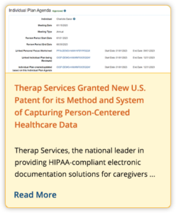 Therap Services Granted New U.S. Patent for its Method and System of Capturing Person-Centered Healthcare Data