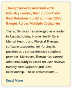 Therap Services Awarded with Industry Leader, Best Support and Best Relationship G2 Summer 2023 Badges Across Multiple Categories
