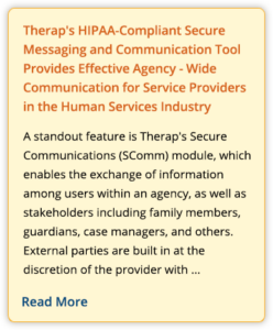 Therap's HIPAA-Compliant Secure Messaging and Communication Tool Provides Effective Agency - Wide Communication for Service Providers in the Human Services Industry