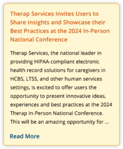 Therap Services Invites Users to Share Insights and Showcase their Best Practices at the 2024 In-Person National Conference