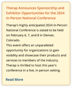 Therap Announces Sponsorship and Exhibitor Opportunities