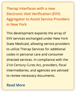 Therap Interfaces with a new Electronic Visit Verification (EVV) Aggregator to Assist Service Providers in New York