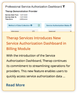 Therap Services Introduces New Service Authorization Dashboard in Billing Module